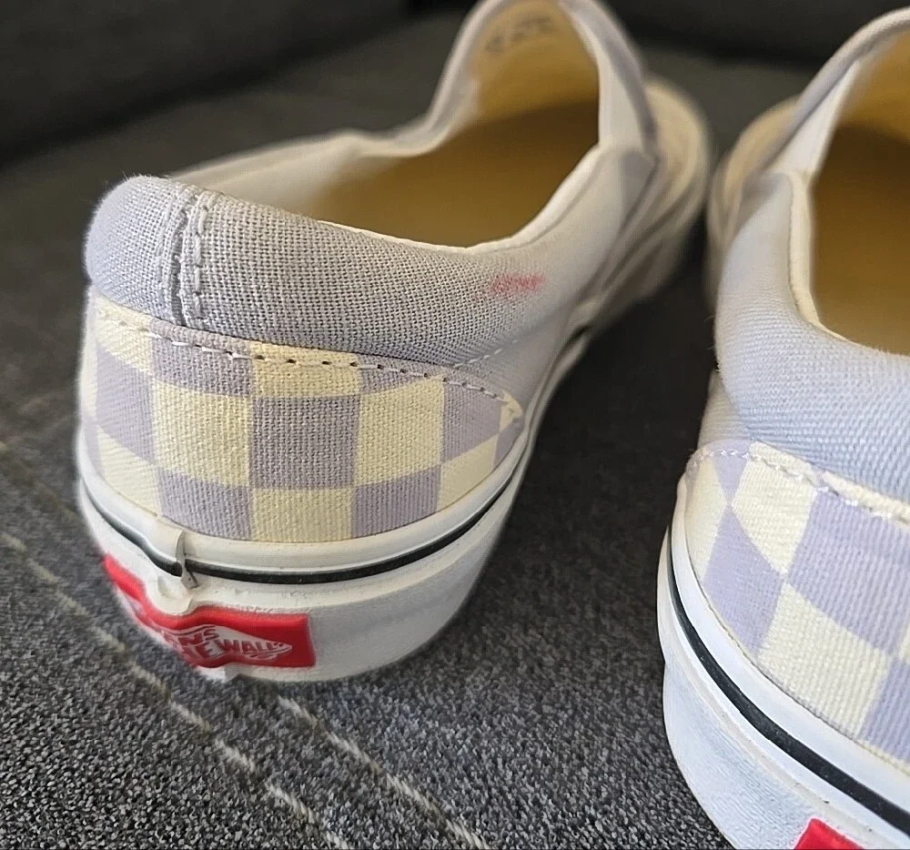 Vans Slip-On Checkerboard Sneakers - Grey and Cream